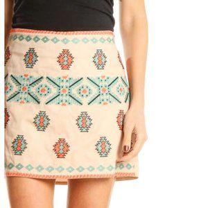Blue Rain Boho Embroidered Mini Skirt